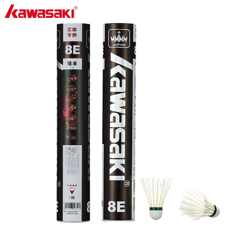 12PCS Kawasaki Badminton Shuttlecock King 8E Goose Feather Badminton Shuttlecock Training Sports Speed 76 77 Badminton Ball