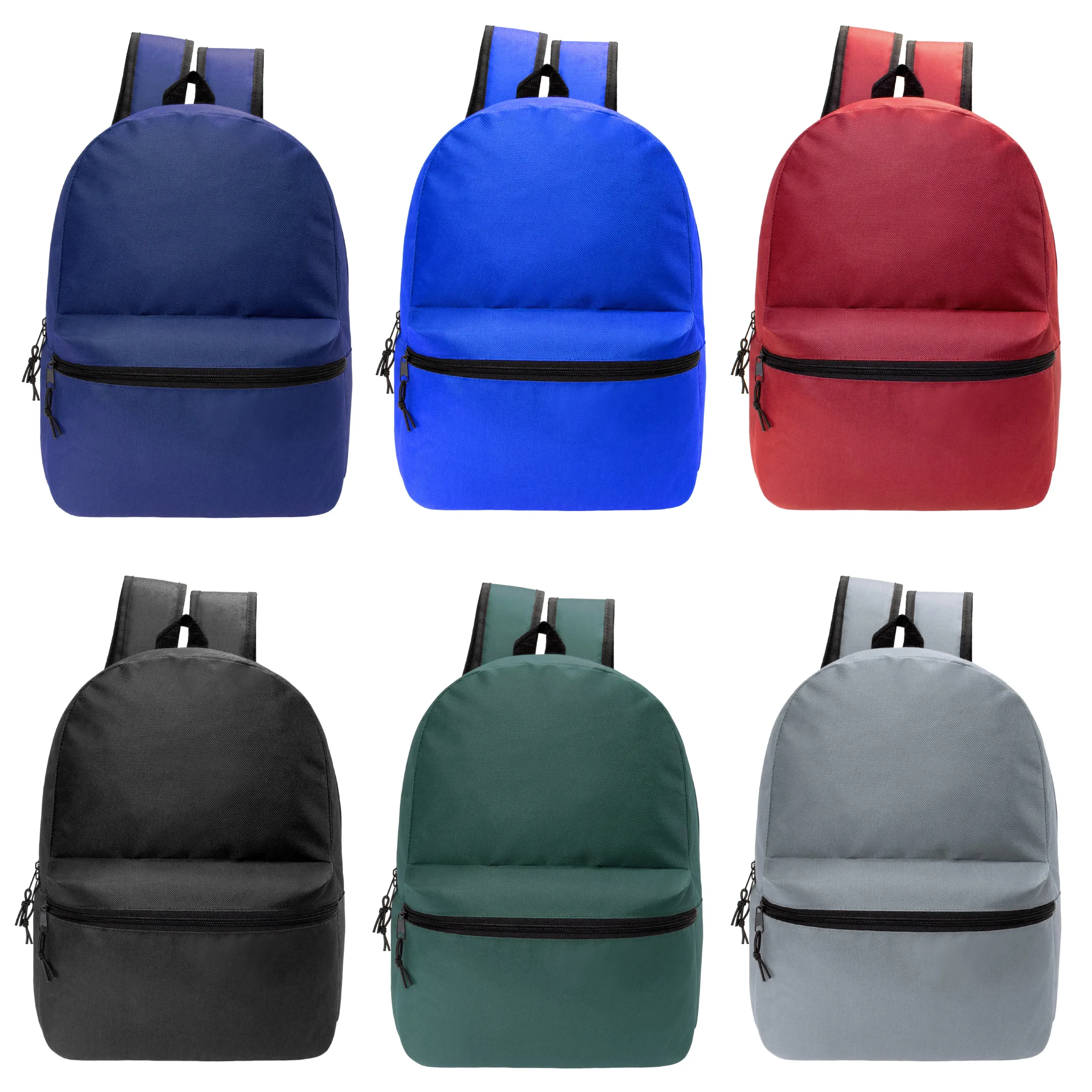 17" Basic Wholesale Backpack in 6 Colors - Bulk Case of 24