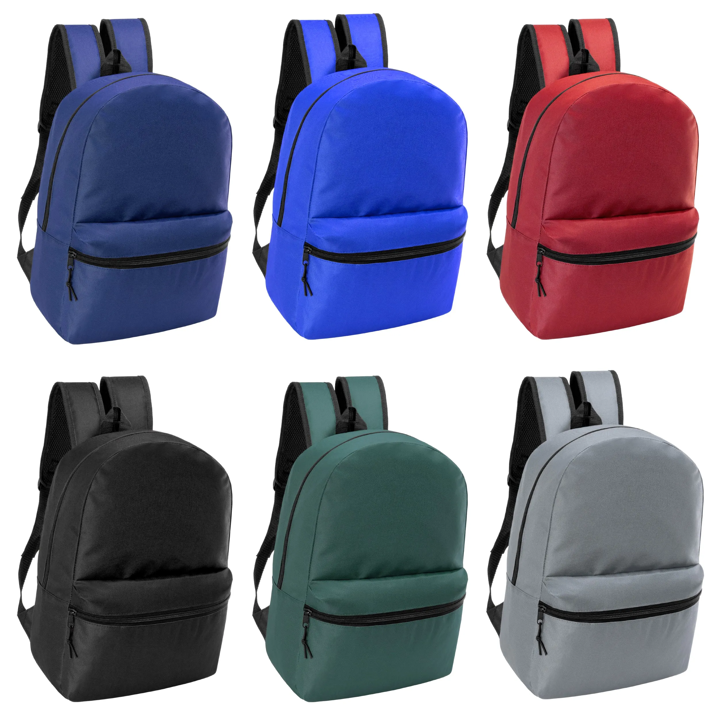 17" Basic Wholesale Backpack in 6 Colors - Bulk Case of 24