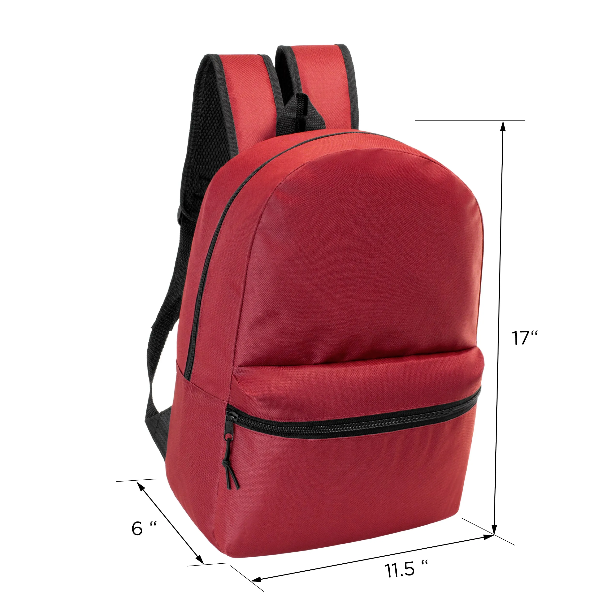 17" Basic Wholesale Backpack in 6 Colors - Bulk Case of 24