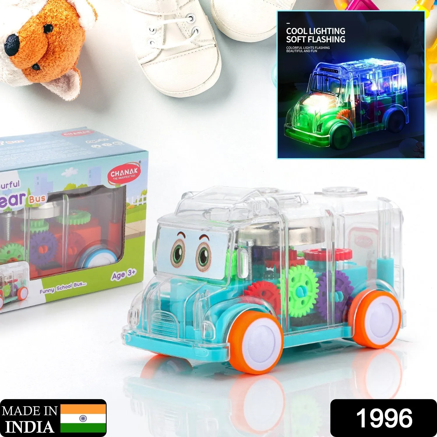 1996 Transparent Musical Mini School Bus Toy for Kids