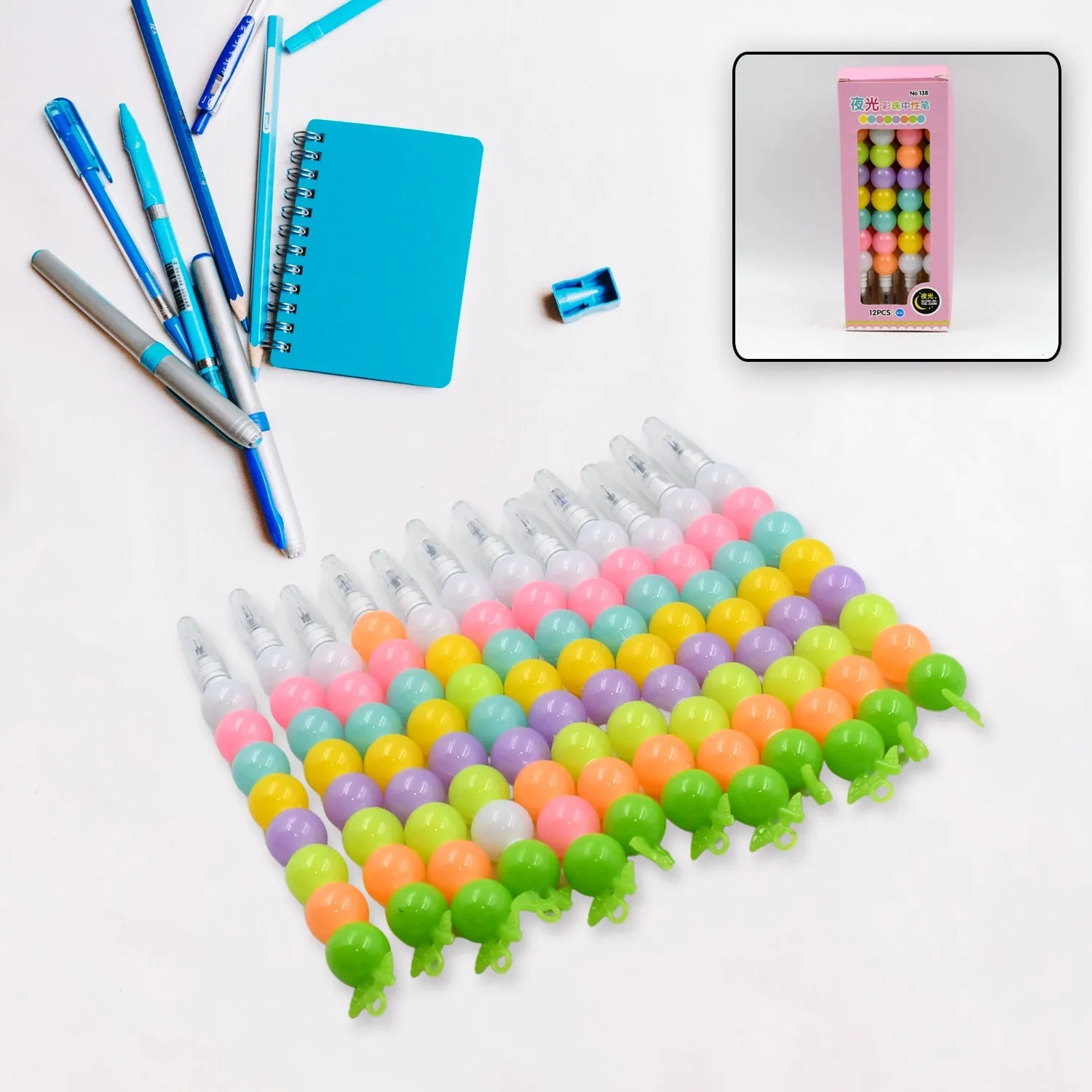 4572 Stylish Pearls Pen Plastic Moti Non-Sharpening Design Pen Multicolor Pearls Moti Gel Pen, Fancy Designer Attractive Gel Pen for Kids Pack of (12 Pc Set )