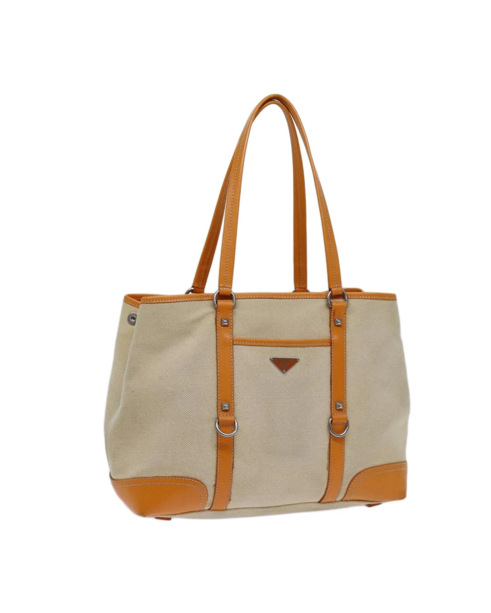 Beige Canvas Tote Bag with Accessories - Italian Made