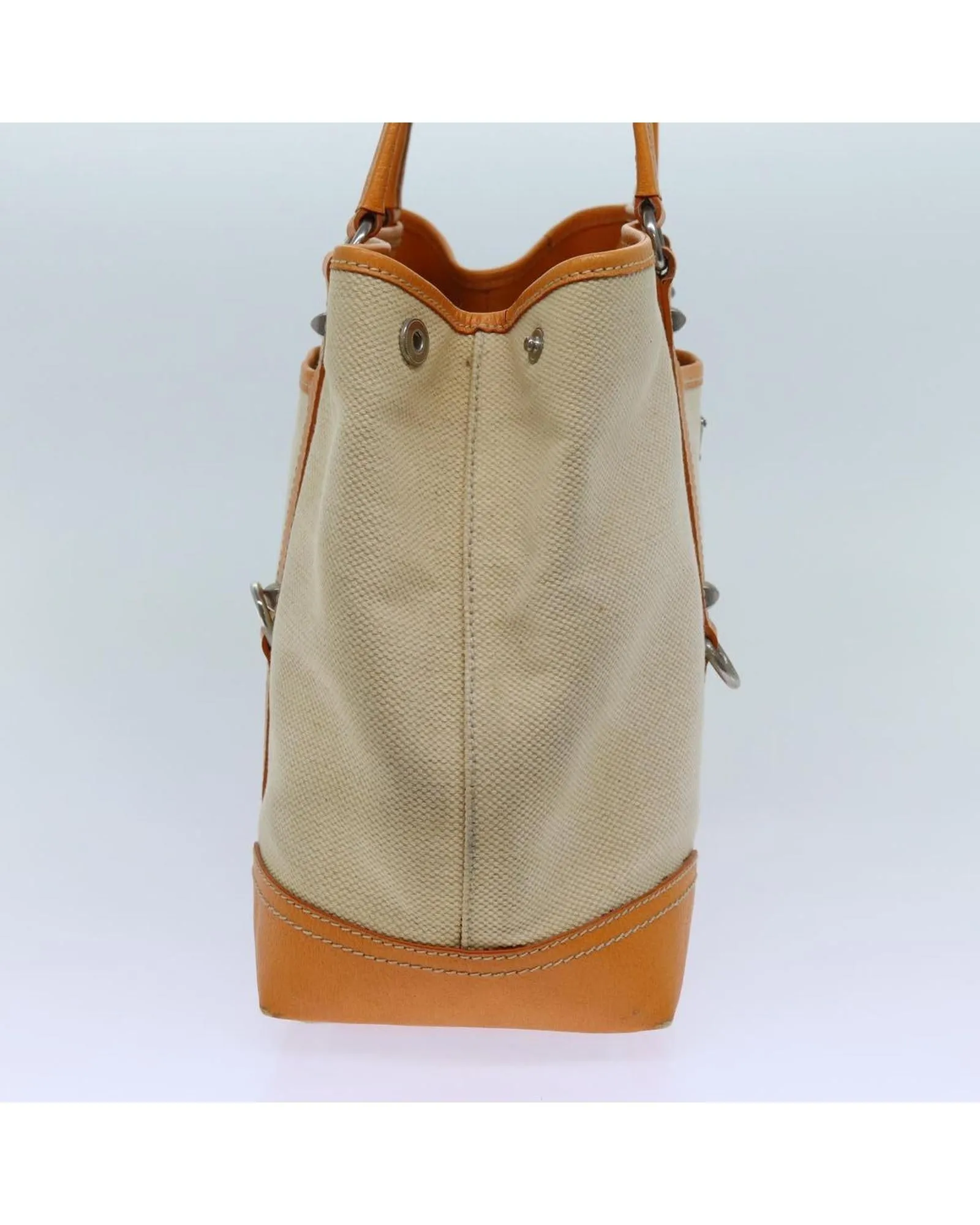 Beige Canvas Tote Bag with Accessories - Italian Made