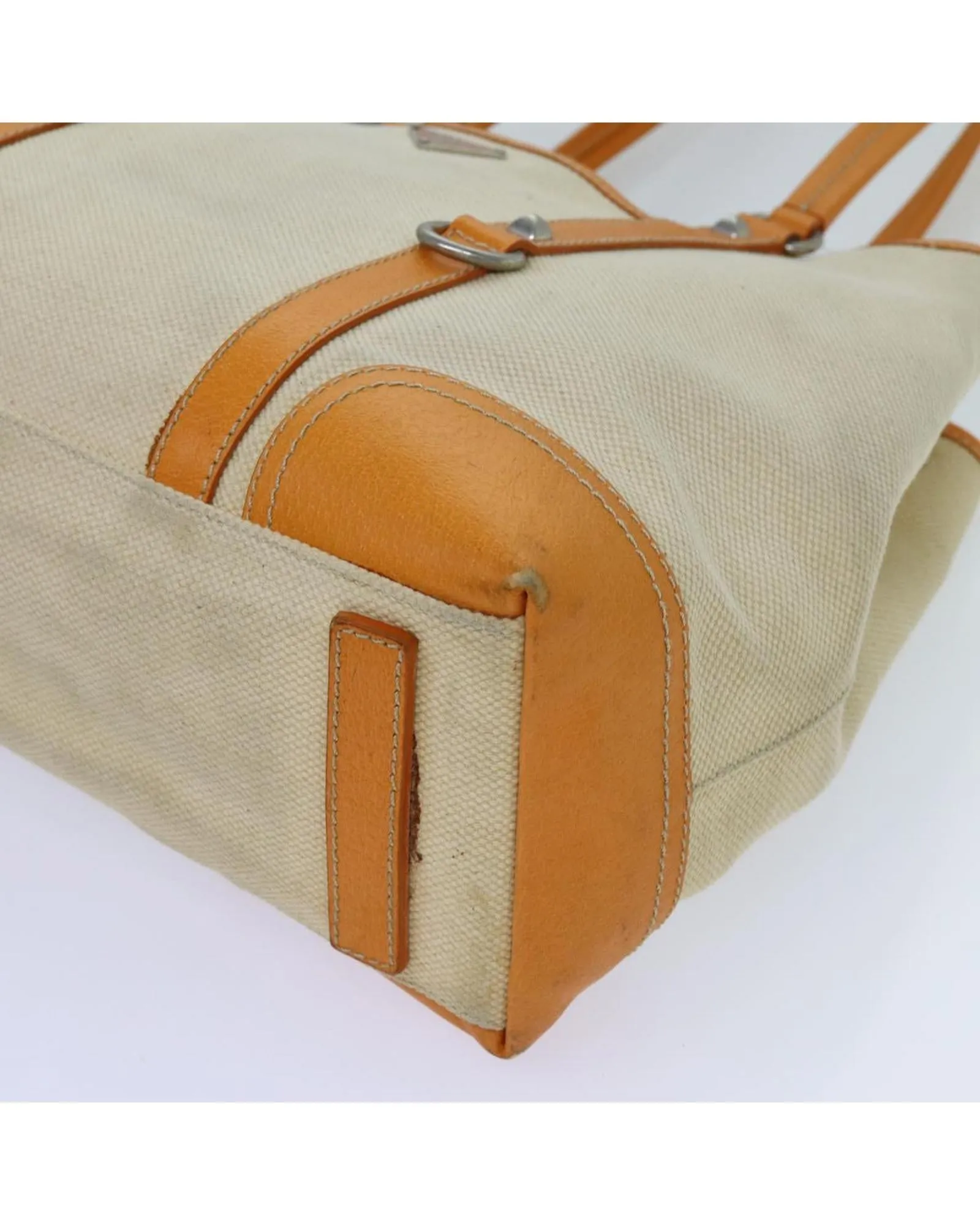 Beige Canvas Tote Bag with Accessories - Italian Made