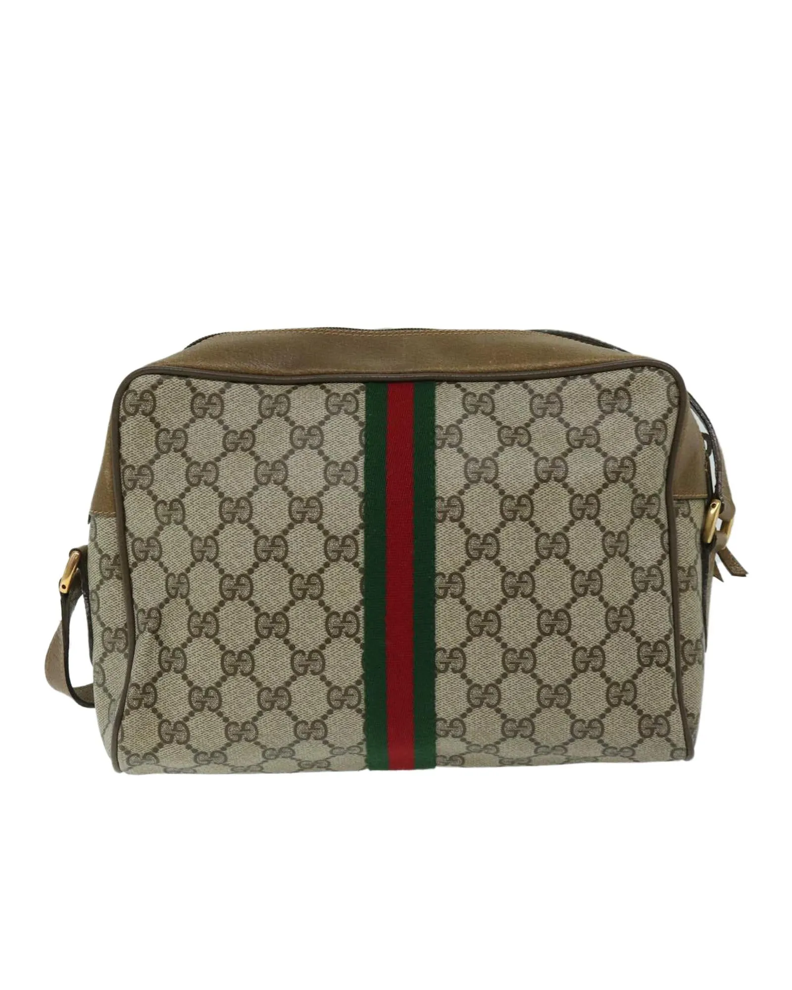 Beige GG Supreme Shoulder Bag with Web Detail by Gucci