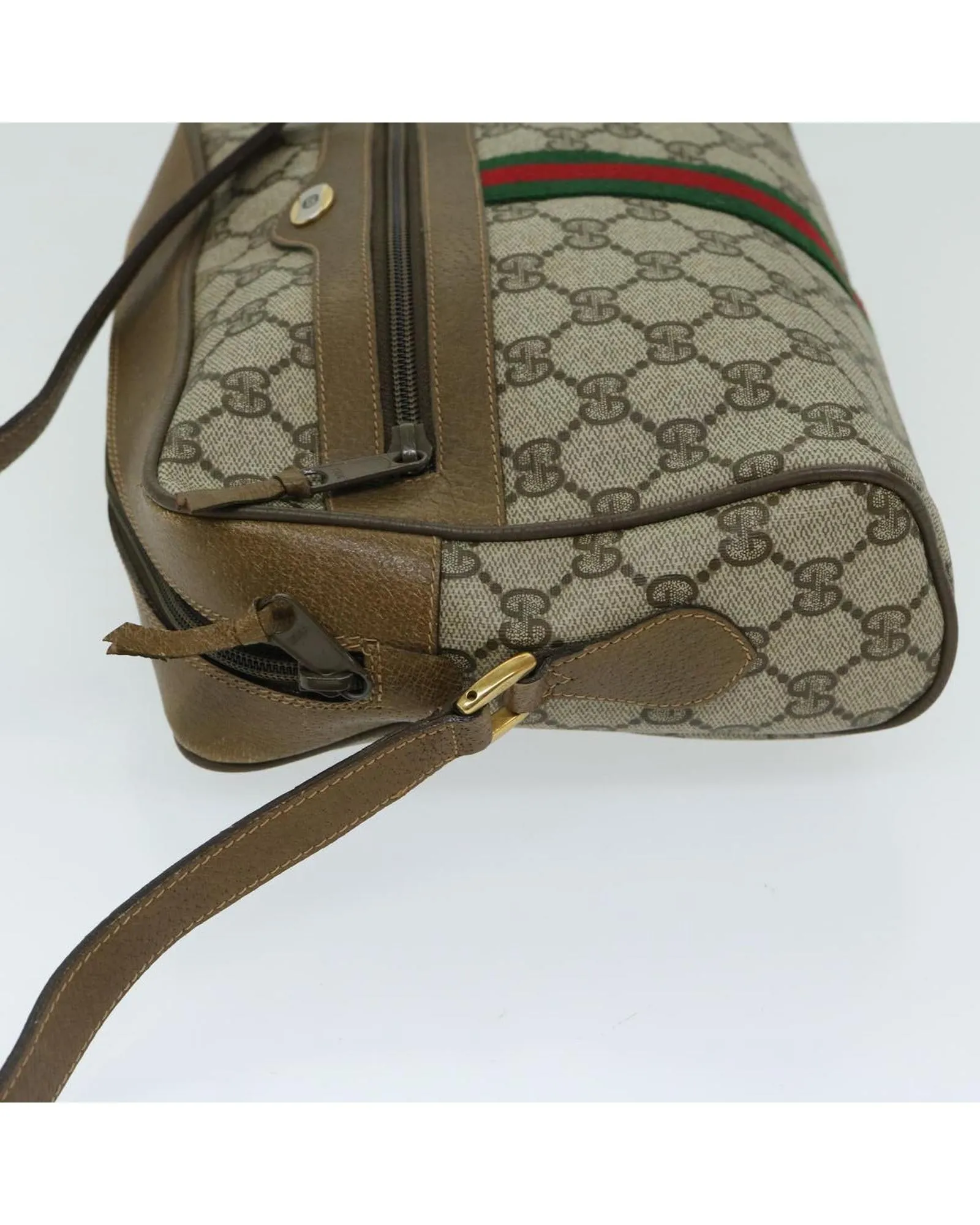 Beige GG Supreme Shoulder Bag with Web Detail by Gucci