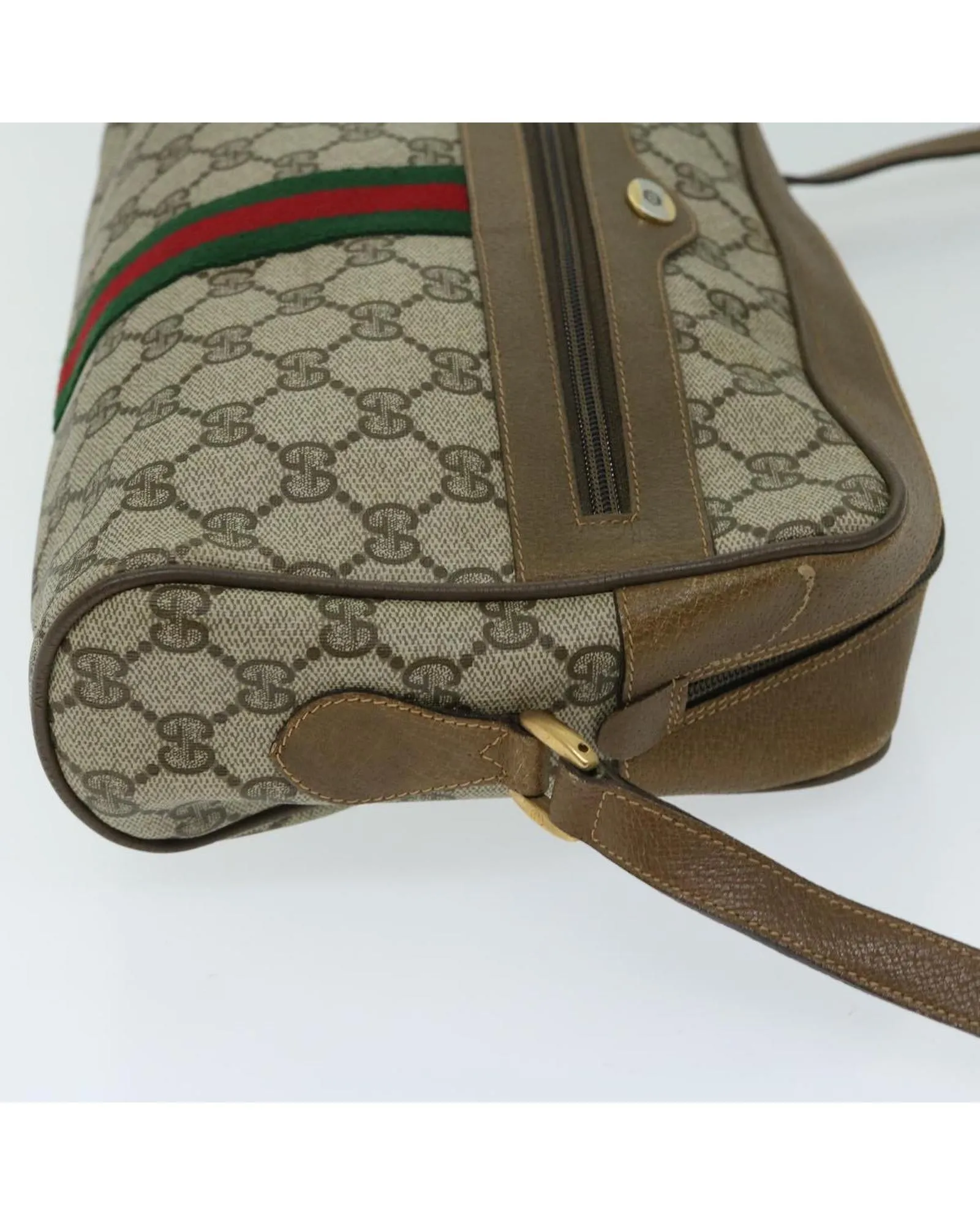 Beige GG Supreme Shoulder Bag with Web Detail by Gucci