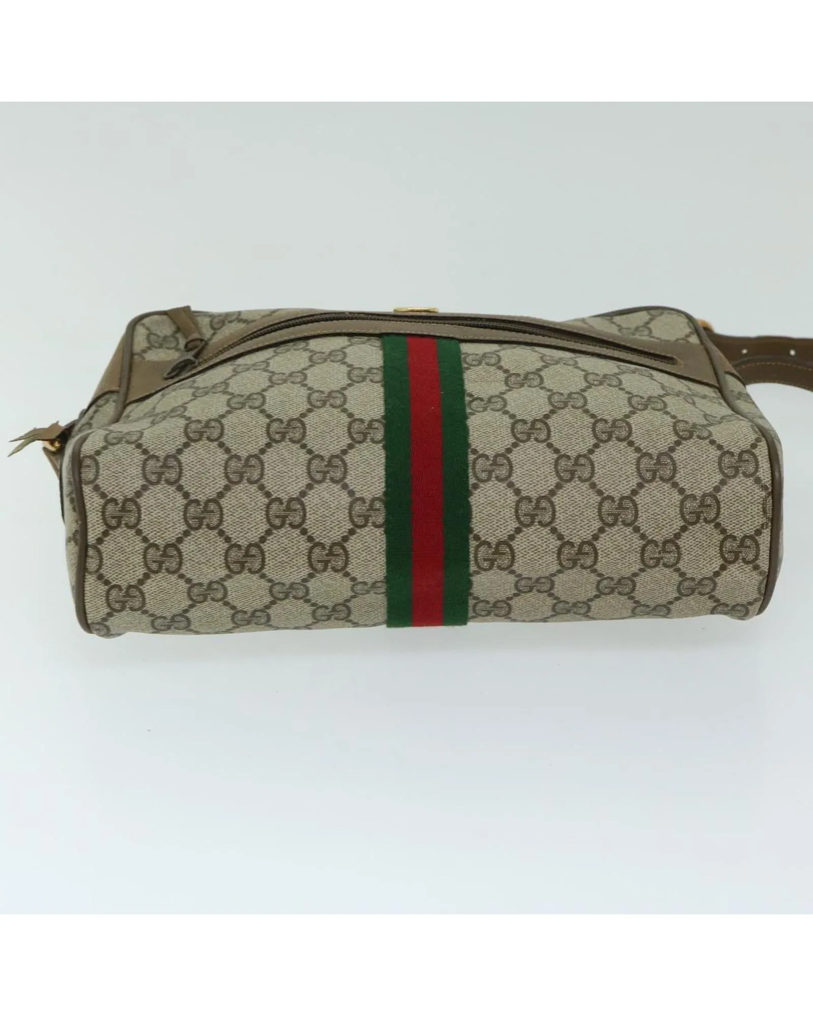 Beige GG Supreme Shoulder Bag with Web Detail by Gucci