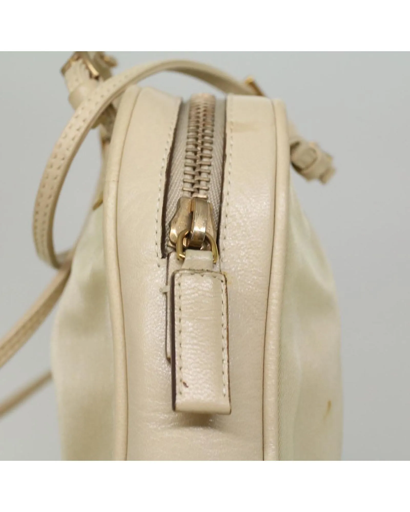 Beige Nylon Shoulder Bag with 20cm Drop