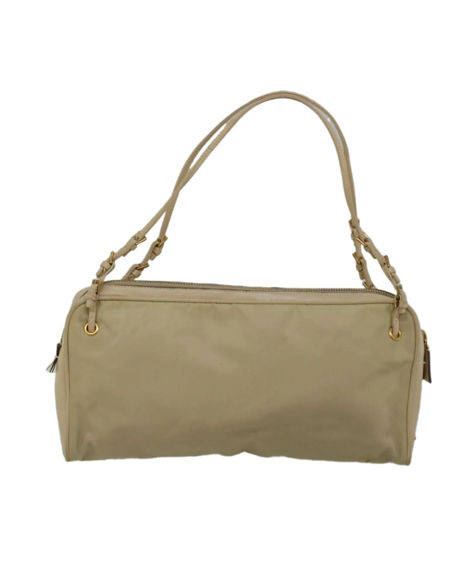 Beige Nylon Shoulder Bag with 20cm Drop