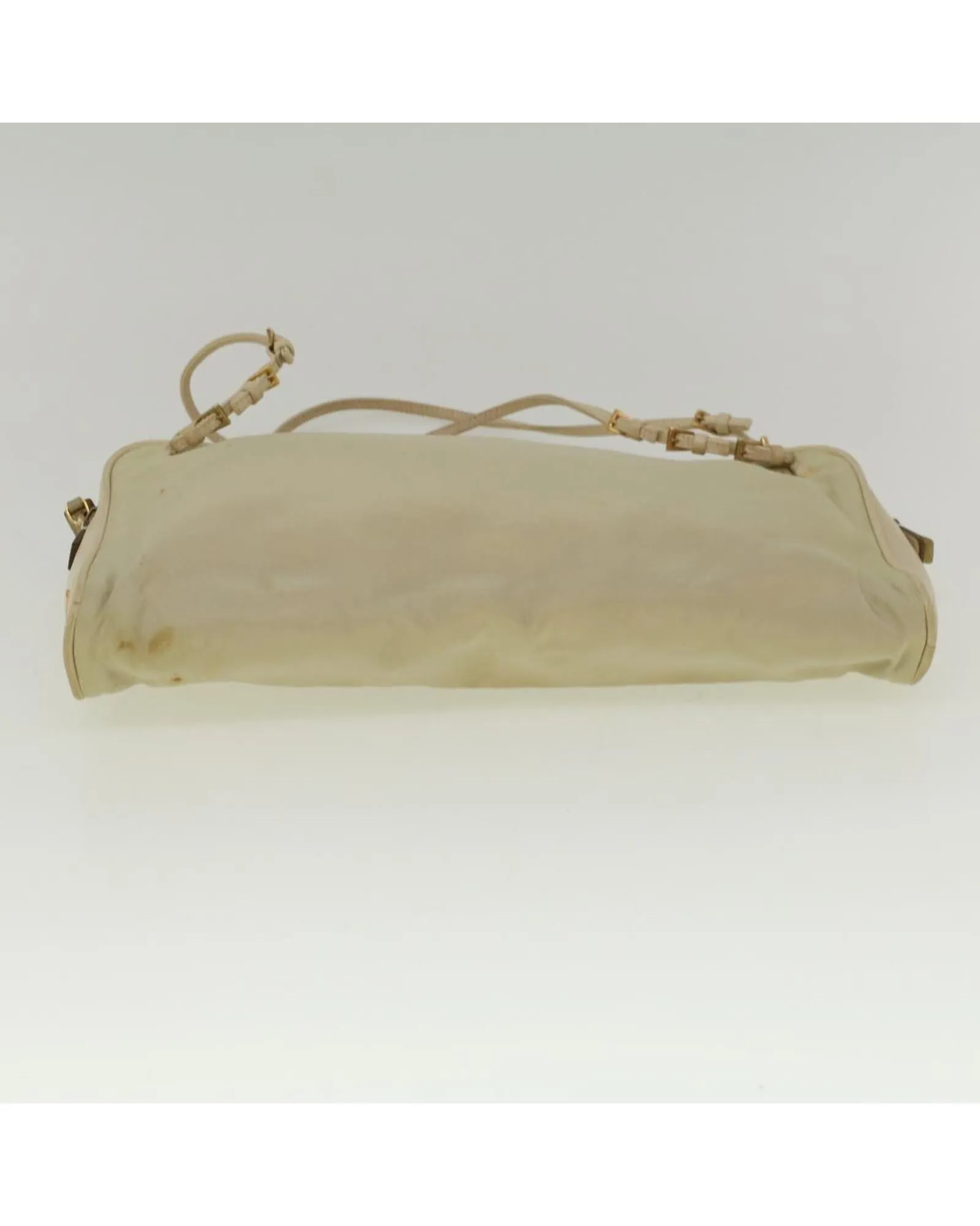 Beige Nylon Shoulder Bag with 20cm Drop