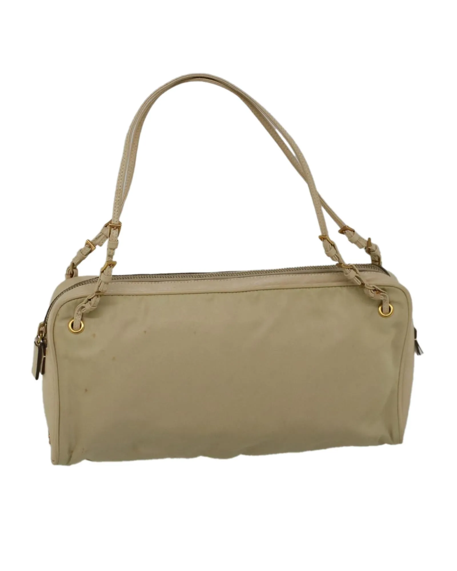 Beige Nylon Shoulder Bag with 20cm Drop