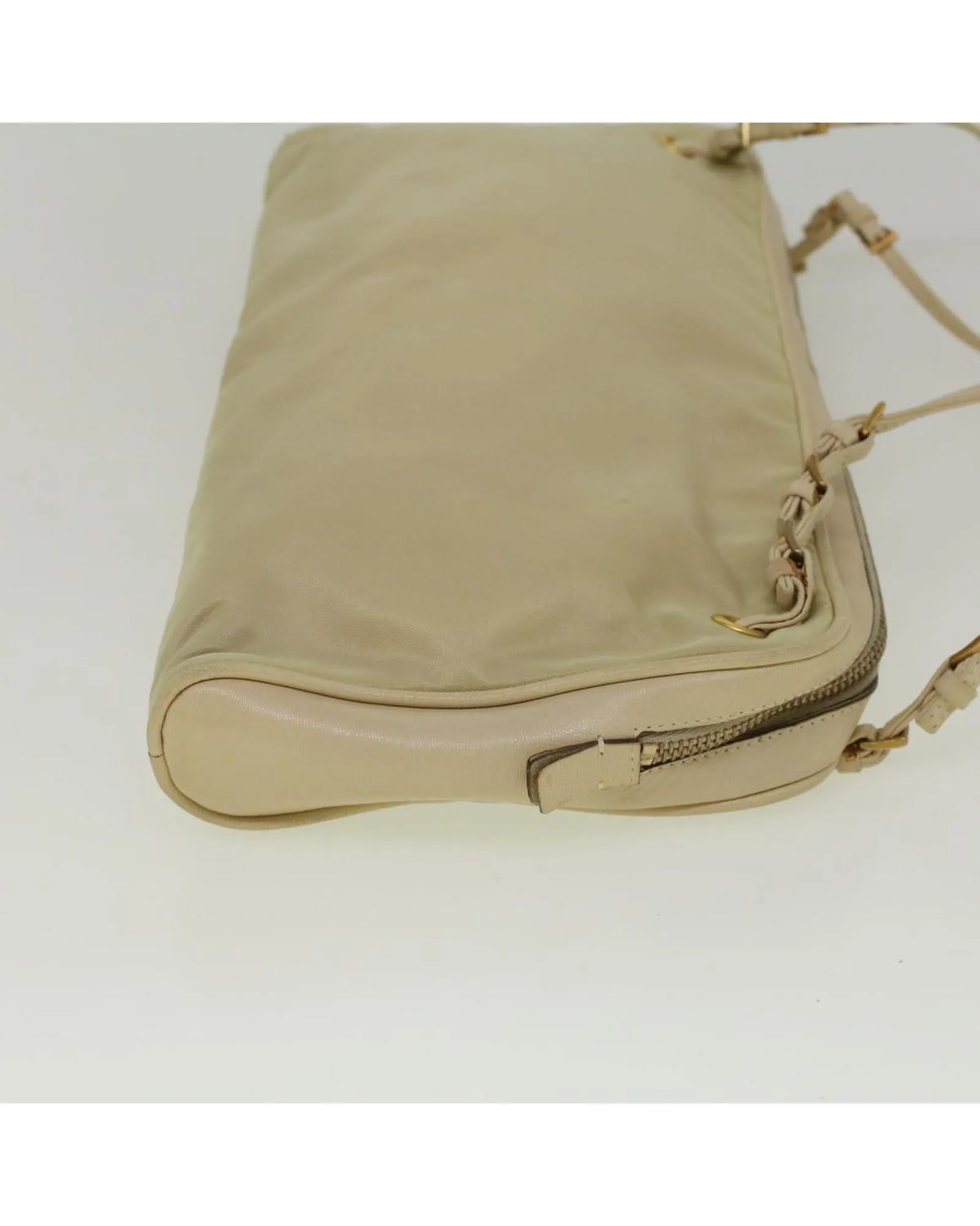 Beige Nylon Shoulder Bag with 20cm Drop