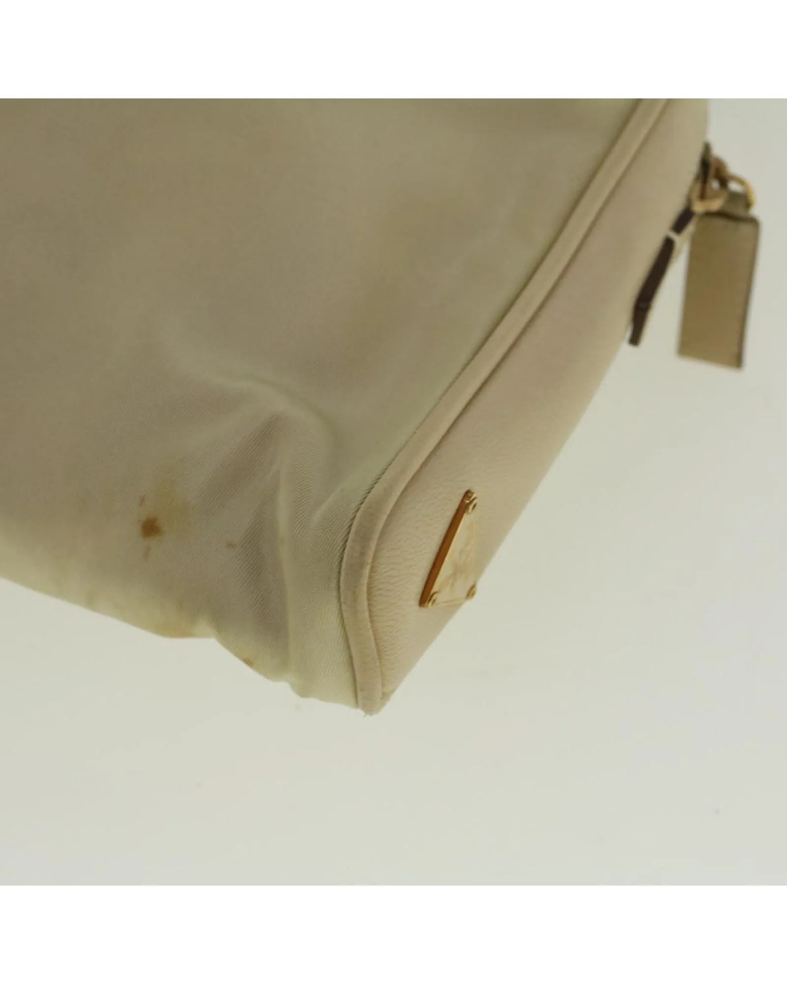 Beige Nylon Shoulder Bag with 20cm Drop