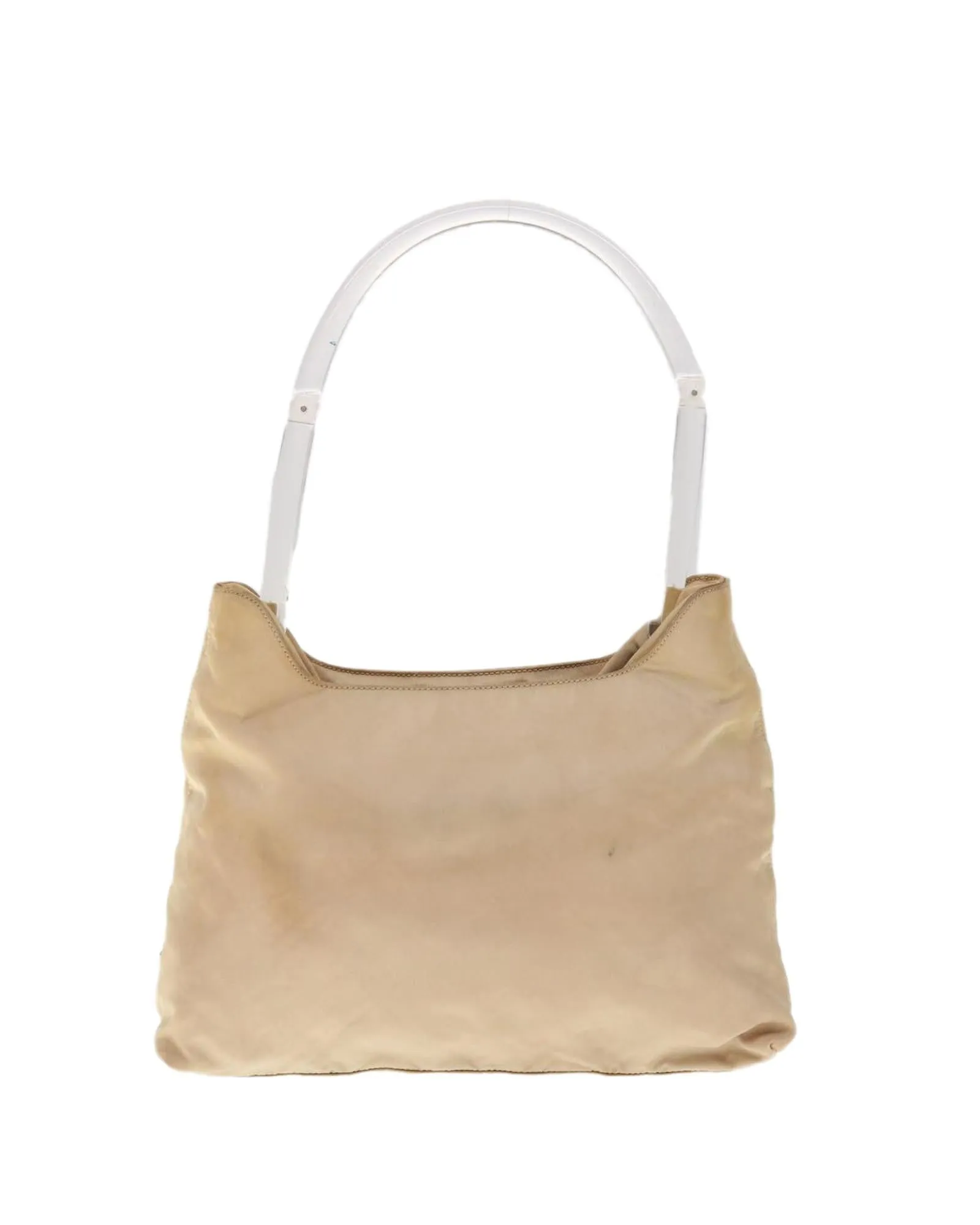 Beige Nylon Shoulder Bag with Accessory - Italian Made