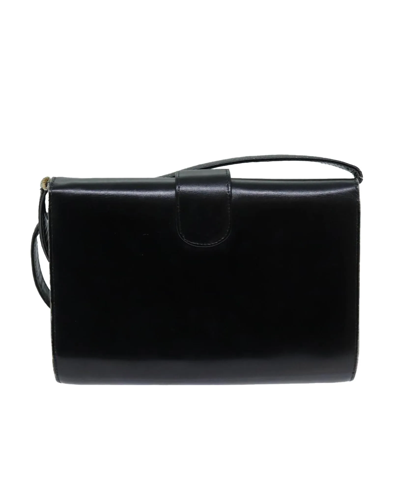 Black Leather Shoulder Bag with 38cm Drop