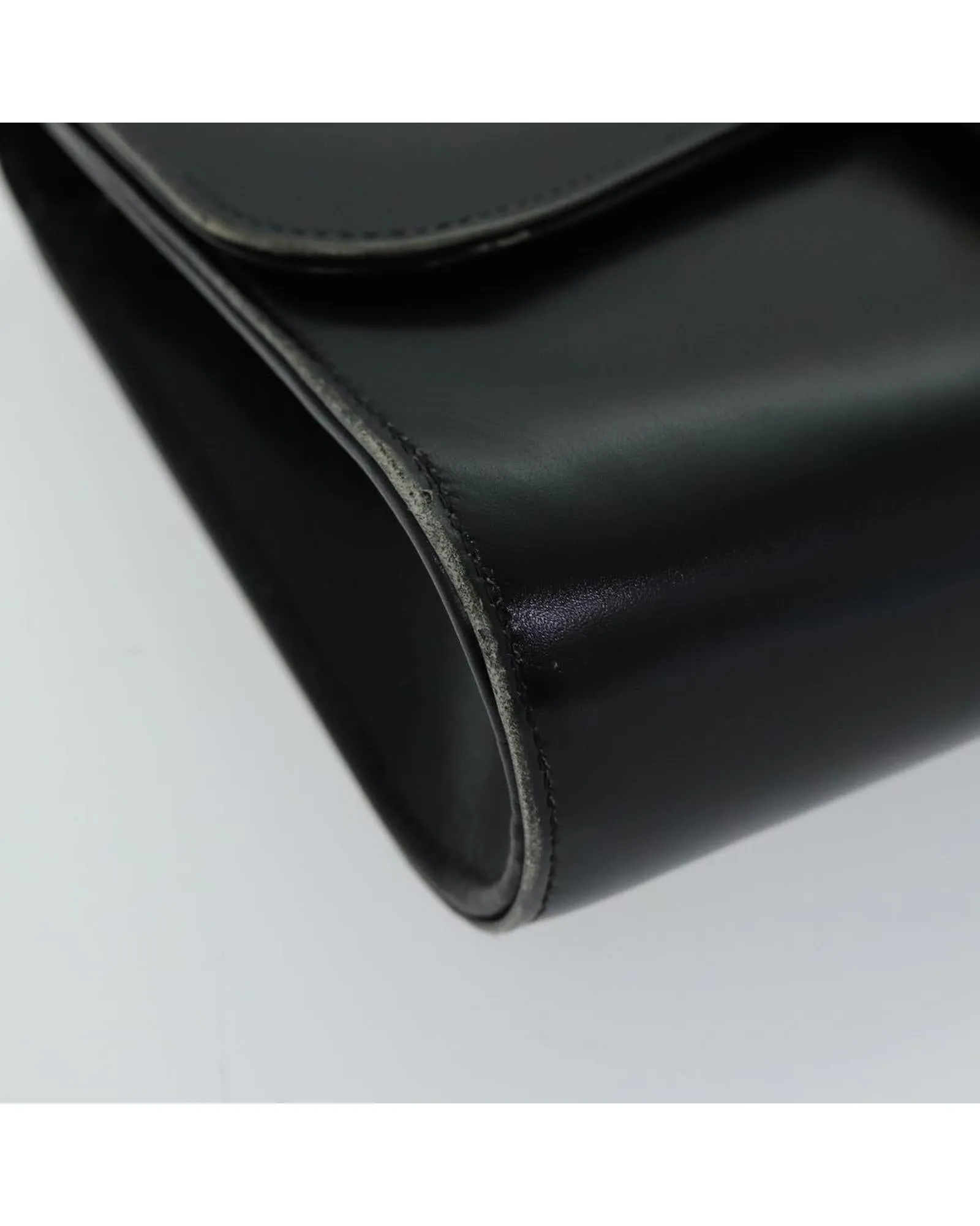 Black Leather Shoulder Bag with 38cm Drop