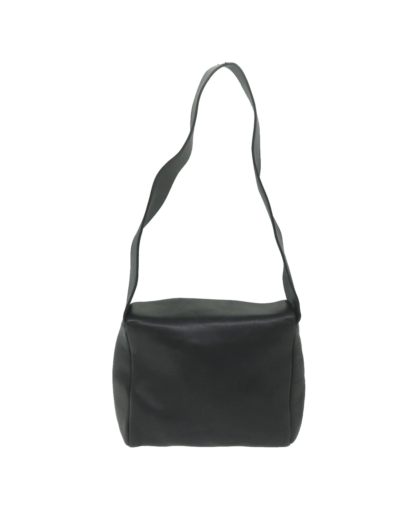 Black Leather Shoulder Bag with Adjustable Strap