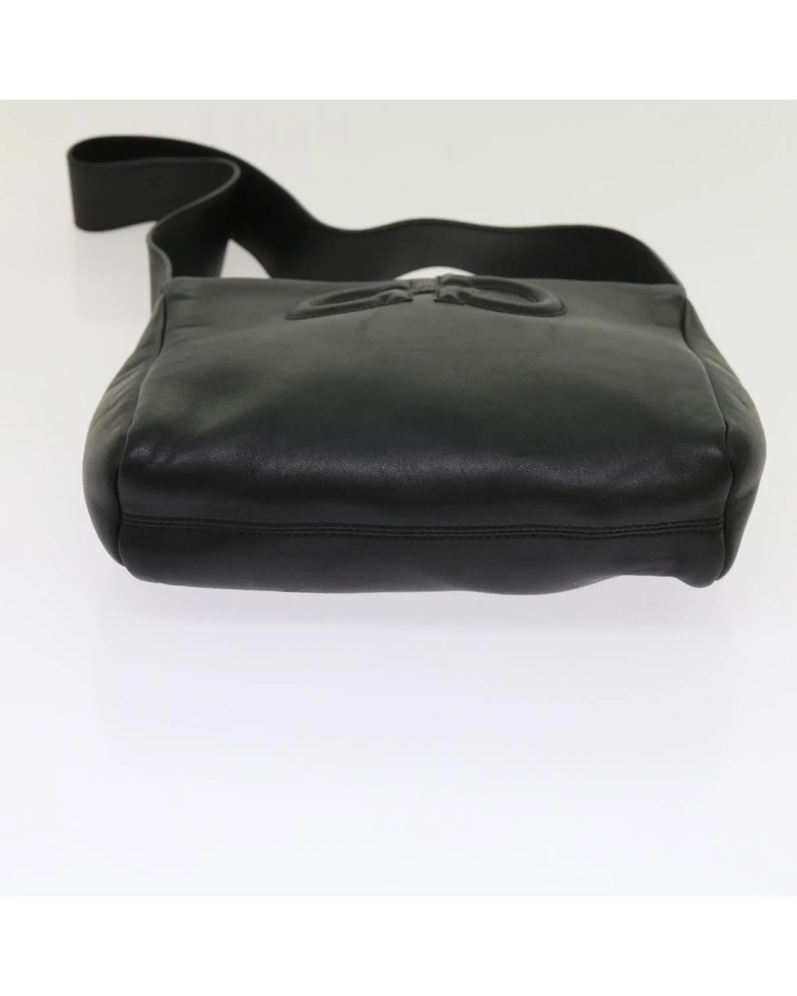 Black Leather Shoulder Bag with Adjustable Strap