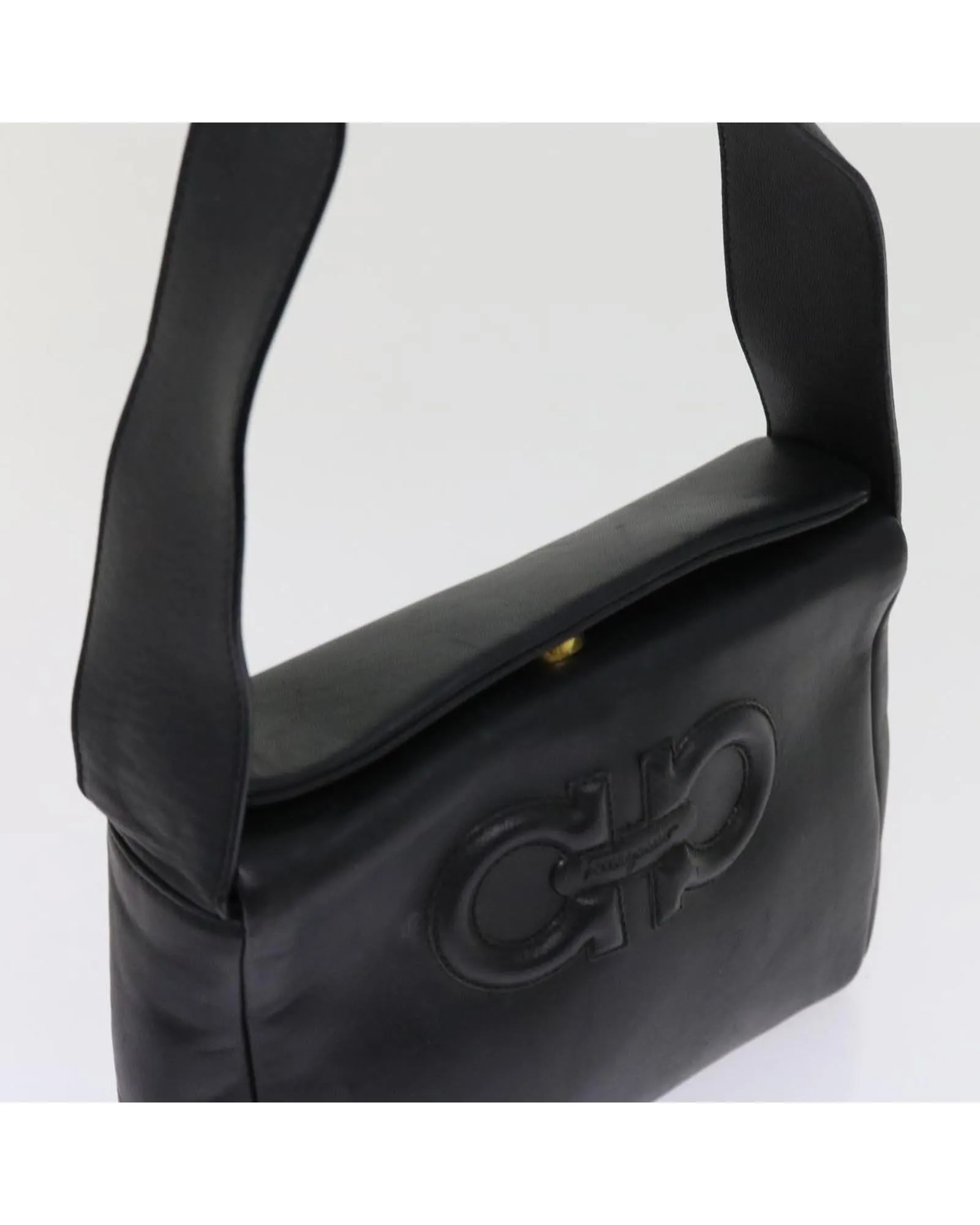 Black Leather Shoulder Bag with Adjustable Strap