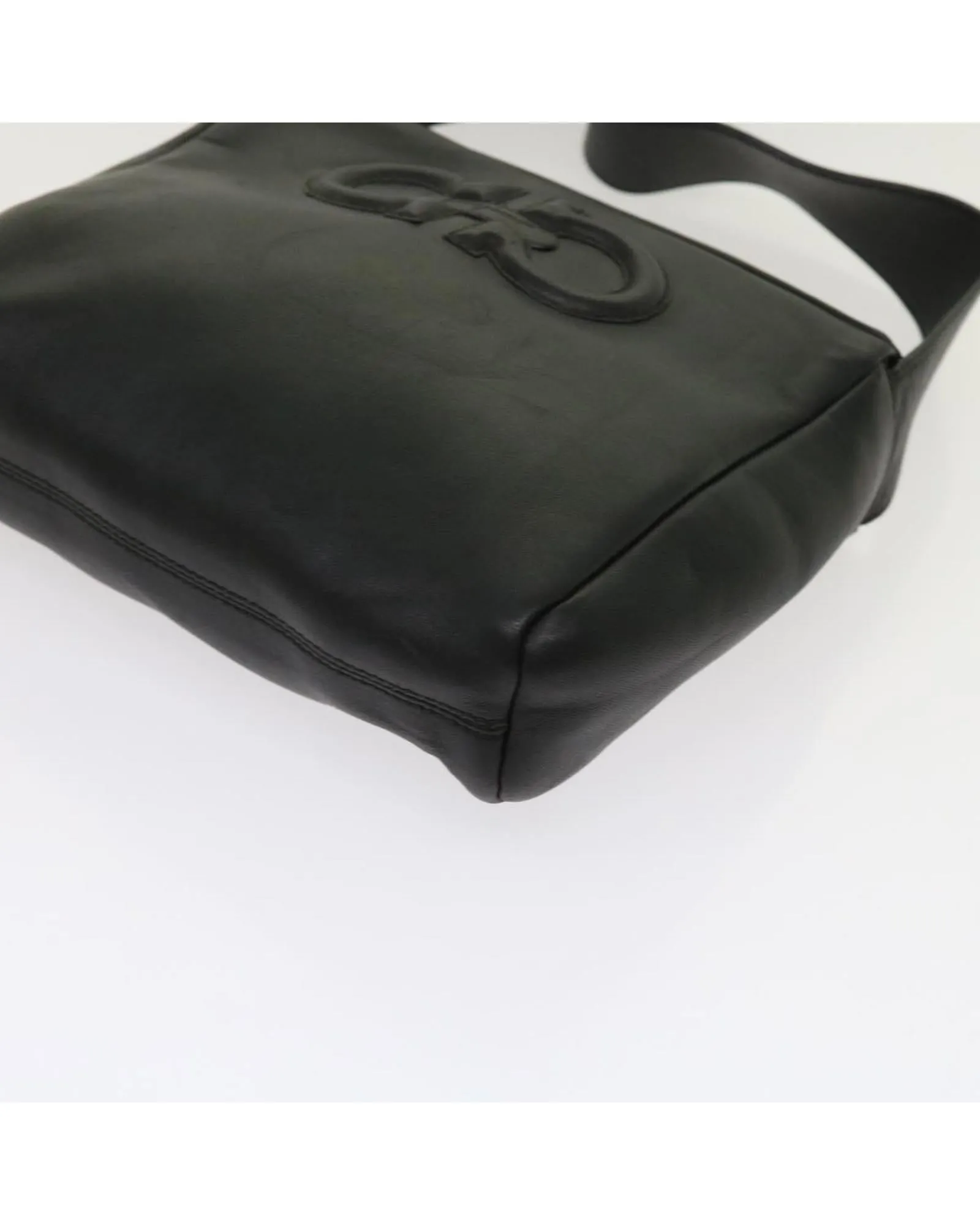 Black Leather Shoulder Bag with Adjustable Strap