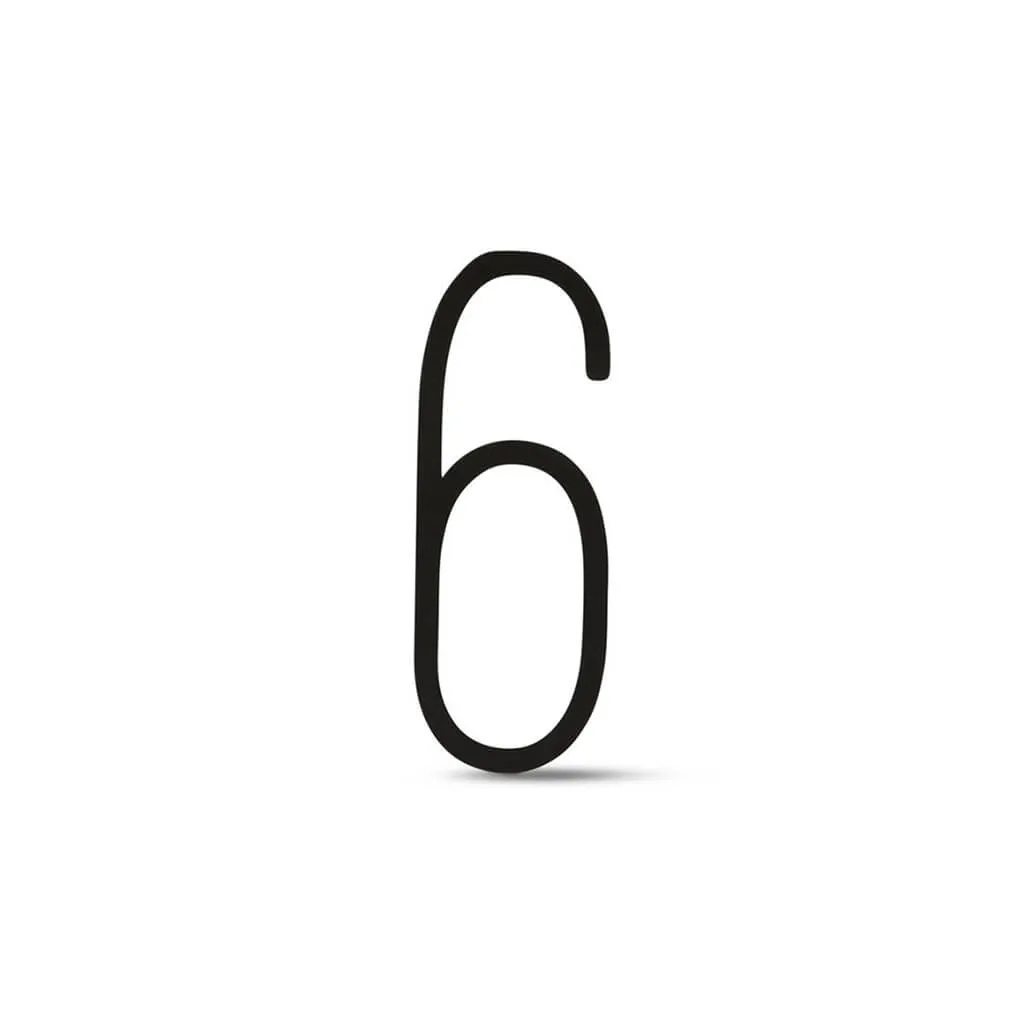 Black Metal Sans Serif Numbers 6