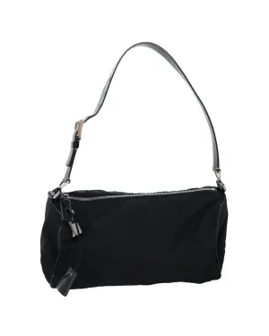 Black Nylon Shoulder Bag with Padlock and Key Accessory