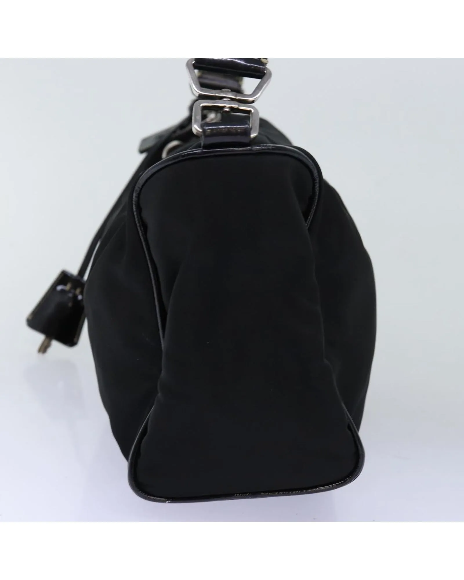 Black Nylon Shoulder Bag with Padlock and Key Accessory