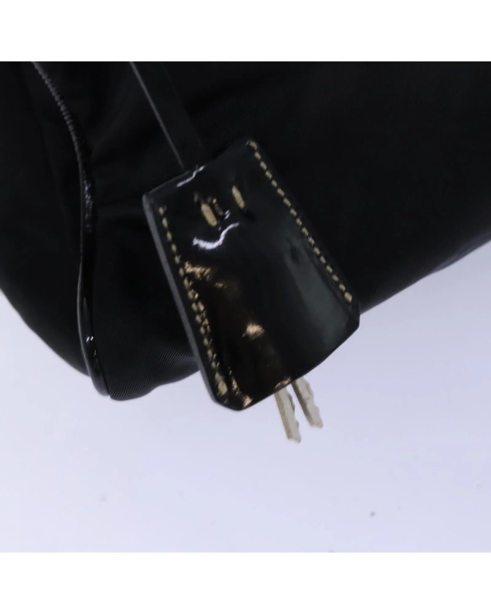 Black Nylon Shoulder Bag with Padlock and Key Accessory