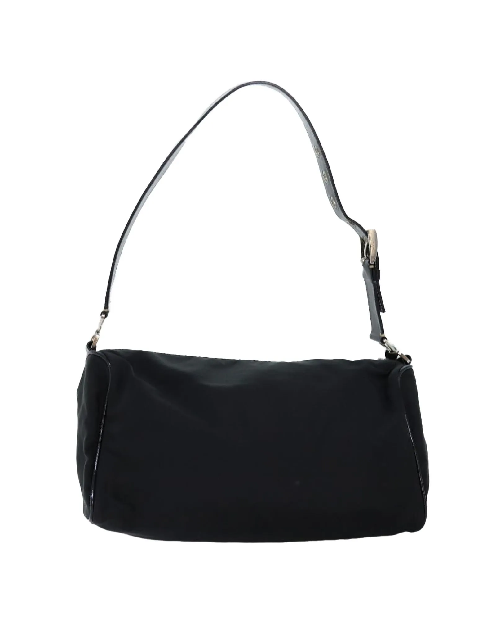 Black Nylon Shoulder Bag with Padlock and Key Accessory