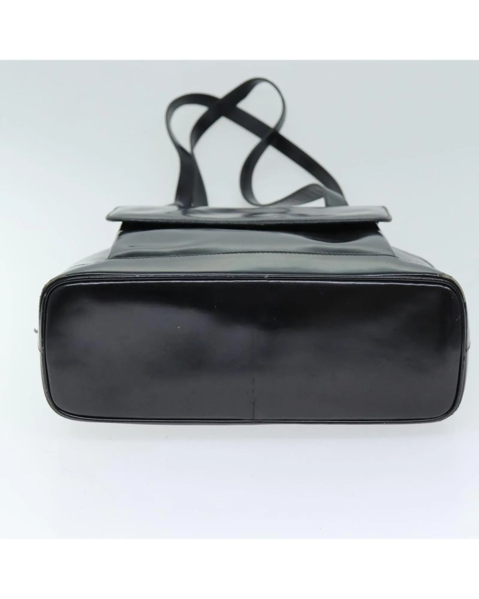 Black Patent Leather Shoulder Bag with Adjustable Strap