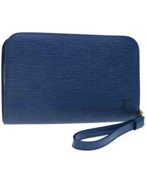 Blue Epi Leather Clutch Bag with Accessories - Rank B