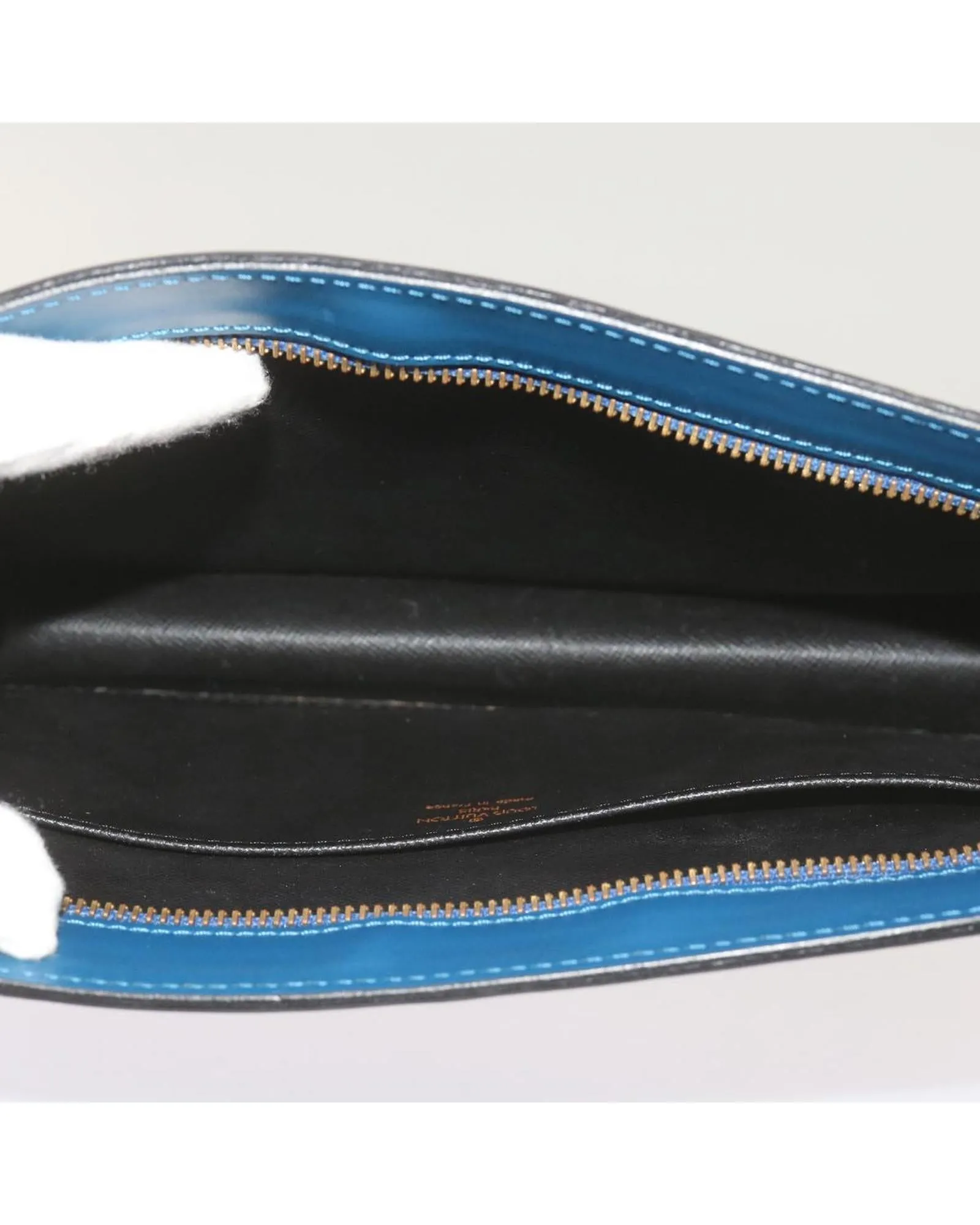 Blue Epi Leather Clutch Bag with Accessories