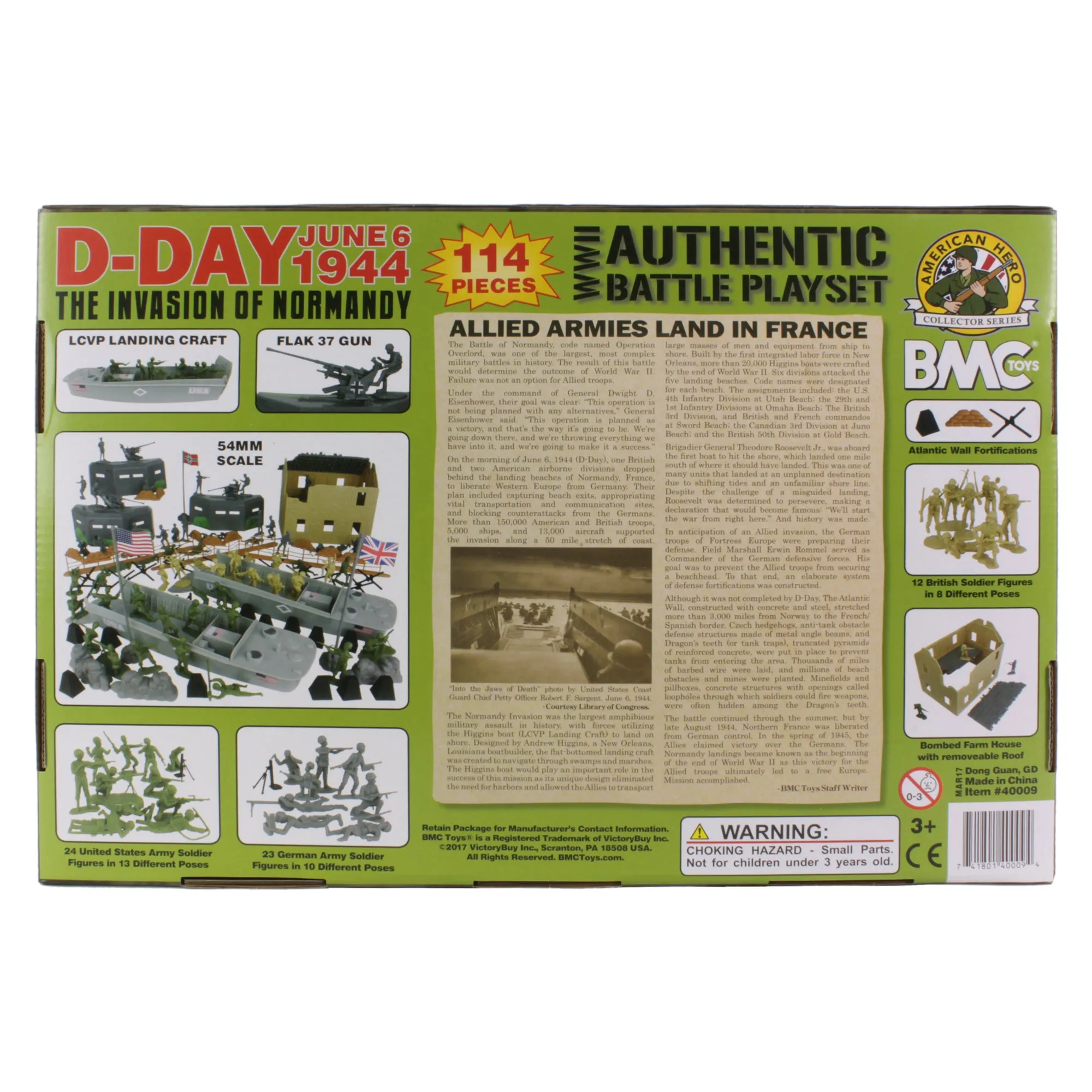 BMC WW2 D-Day Plastic Army Men - Invasion of Normandy 114pc Boxed Playset