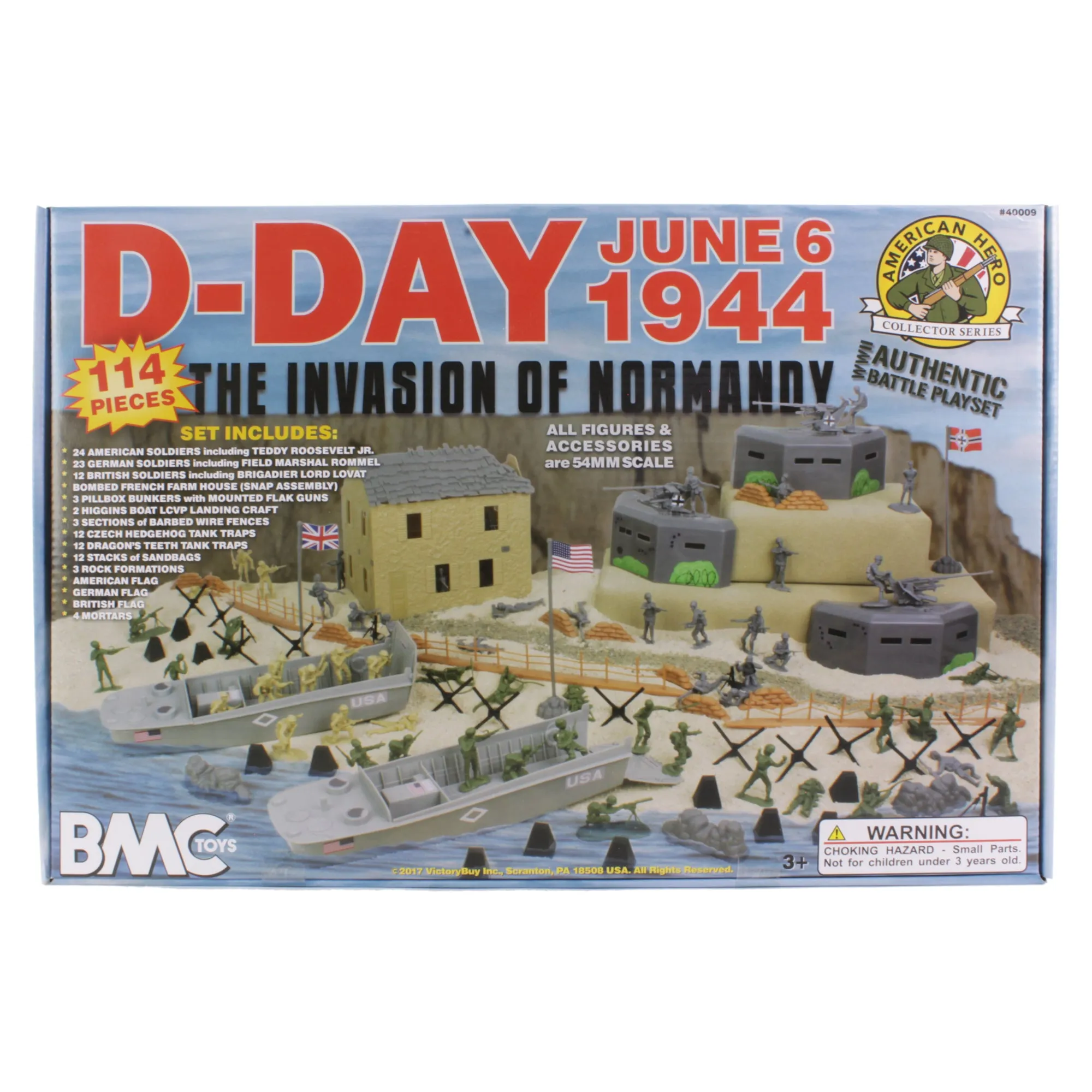 BMC WW2 D-Day Plastic Army Men - Invasion of Normandy 114pc Boxed Playset