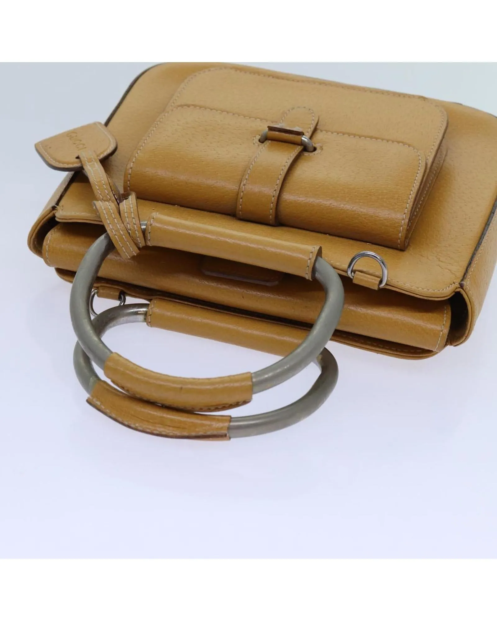 Brown Leather Hand Bag with Accessories - Italian Made