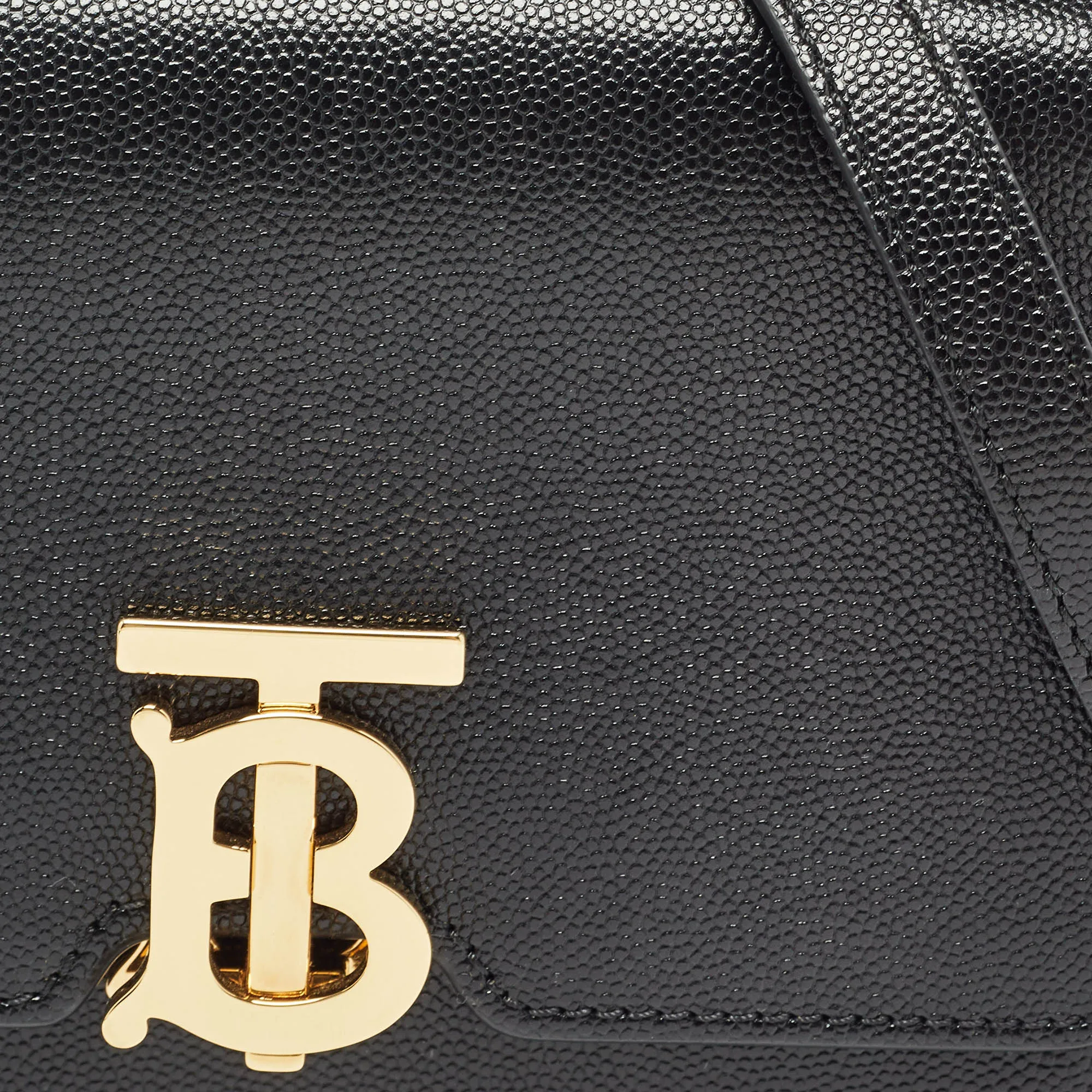 BURBERRY Black Leather Mini TB Shoulder Bag