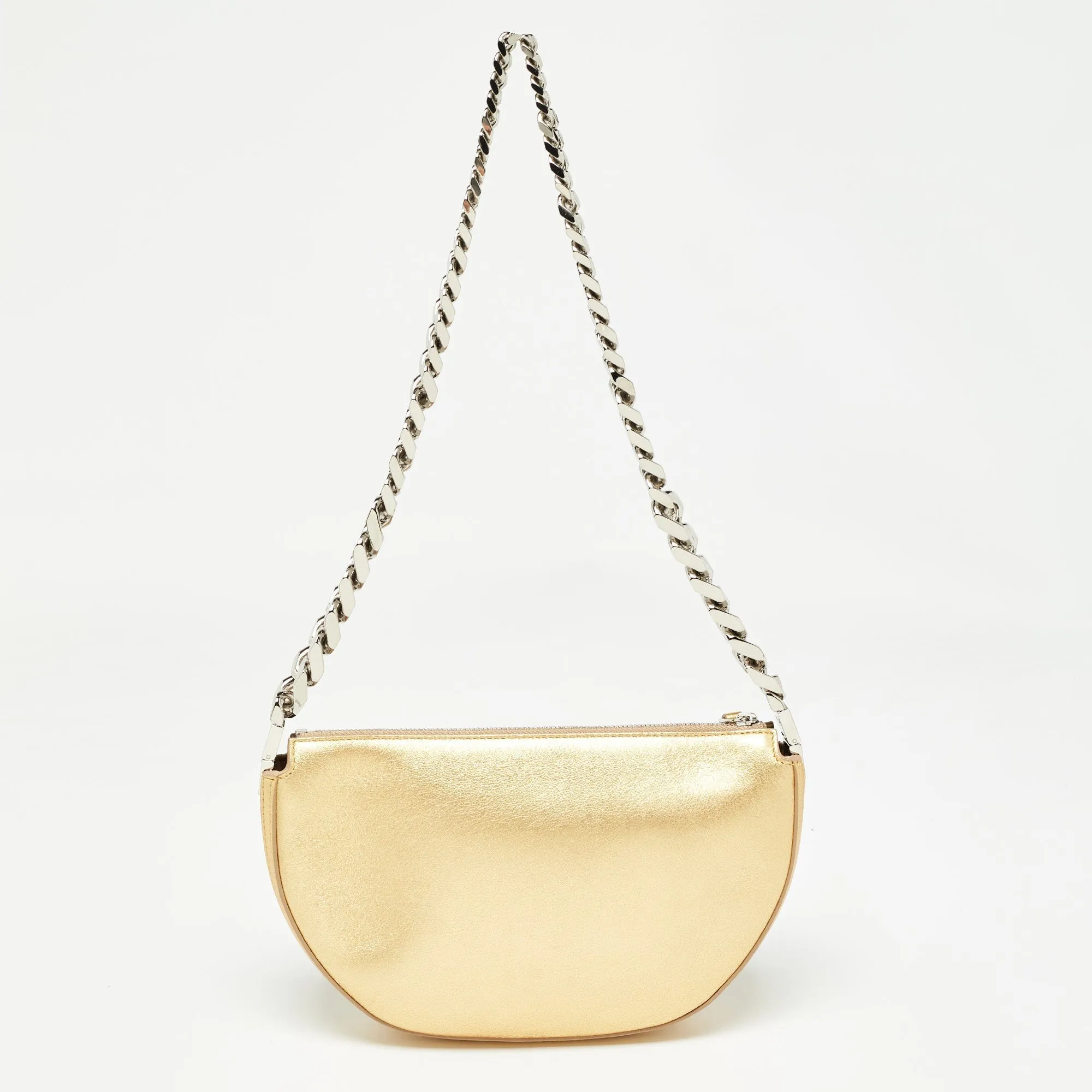 BURBERRY Gold Leather Mini Olympia Zip Chain Bag