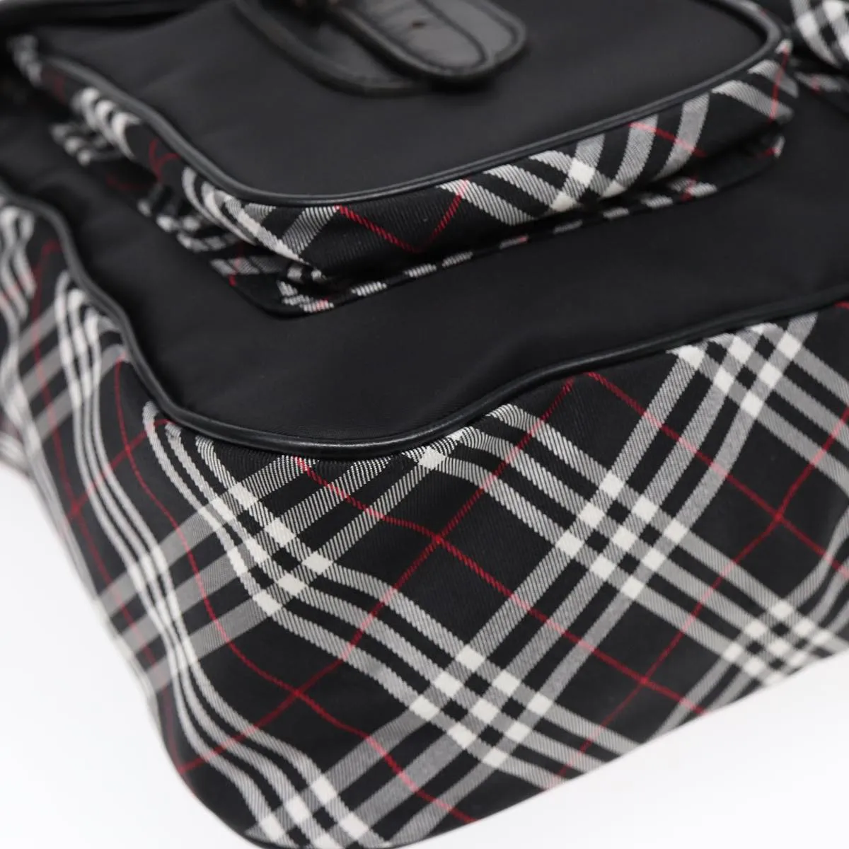 BURBERRY Nova Check Black label Shoulder Bag Nylon Black Silver  bs17031