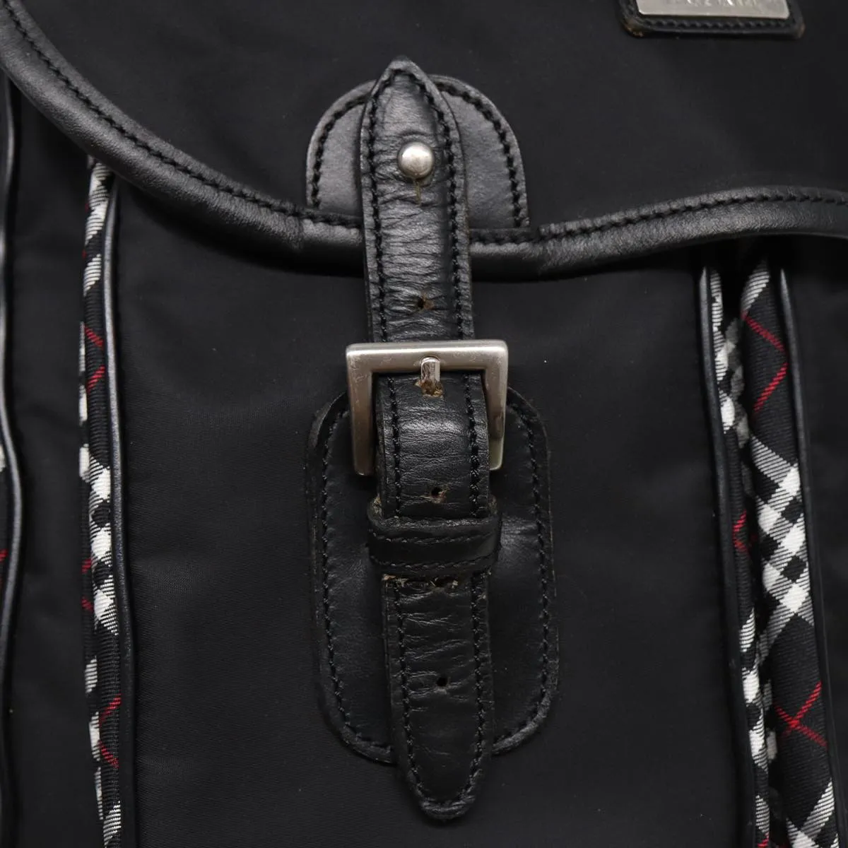 BURBERRY Nova Check Black label Shoulder Bag Nylon Black Silver  bs17031