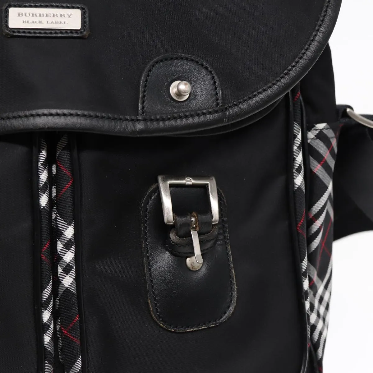 BURBERRY Nova Check Black label Shoulder Bag Nylon Black Silver  bs17031