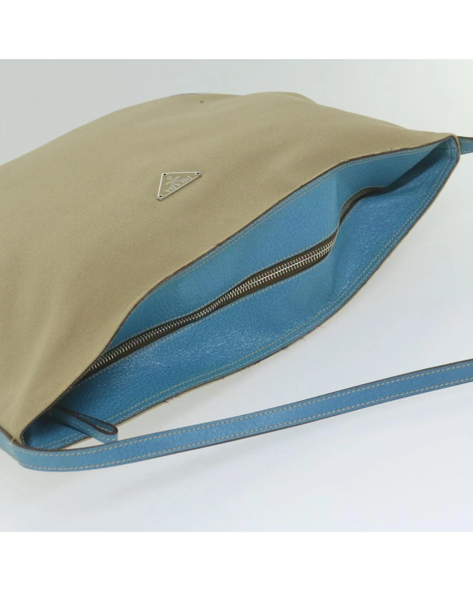 Canvas Shoulder Bag with Blue Accents