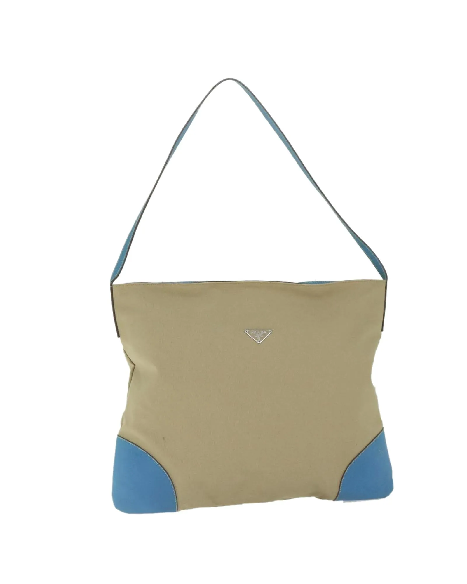 Canvas Shoulder Bag with Blue Accents