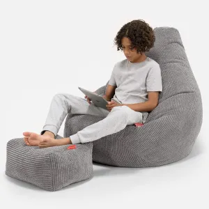 Children's Gaming Bean Bag Chair 6-14 yr - Pom Pom Charcoal Grey