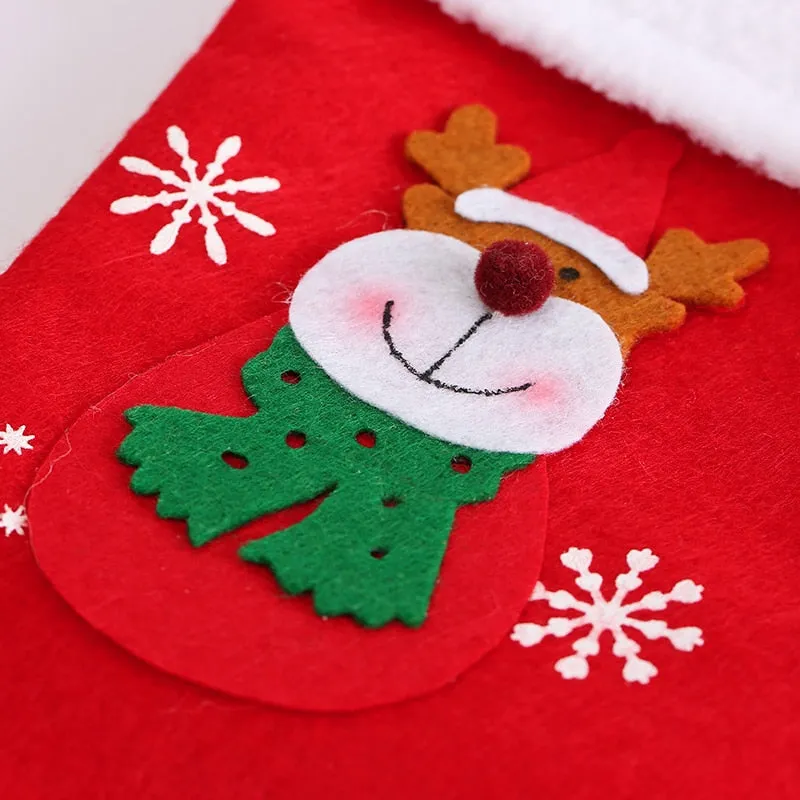 Christmas Stockings Fabric Santa Claus Sock Gift Kids Candy Bag Snowman Deer Pocket Hanging Xmas Tree Ornament