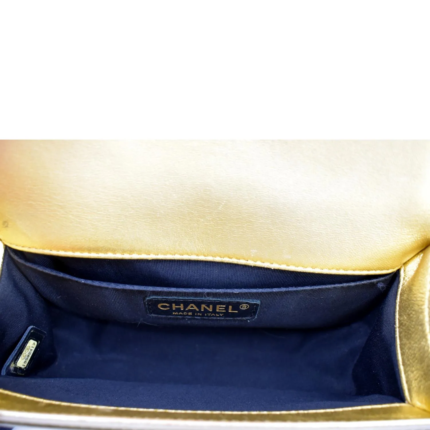 CL Small Boy CC Chain Leather Shoulder Bag Metallic Gold