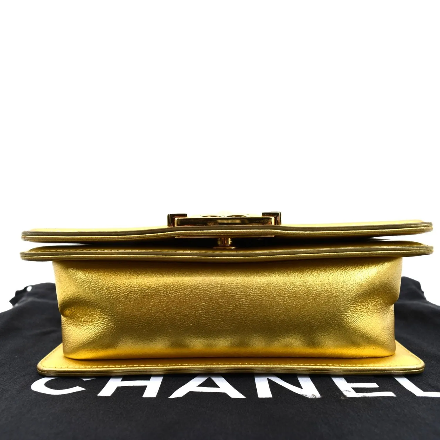 CL Small Boy CC Chain Leather Shoulder Bag Metallic Gold