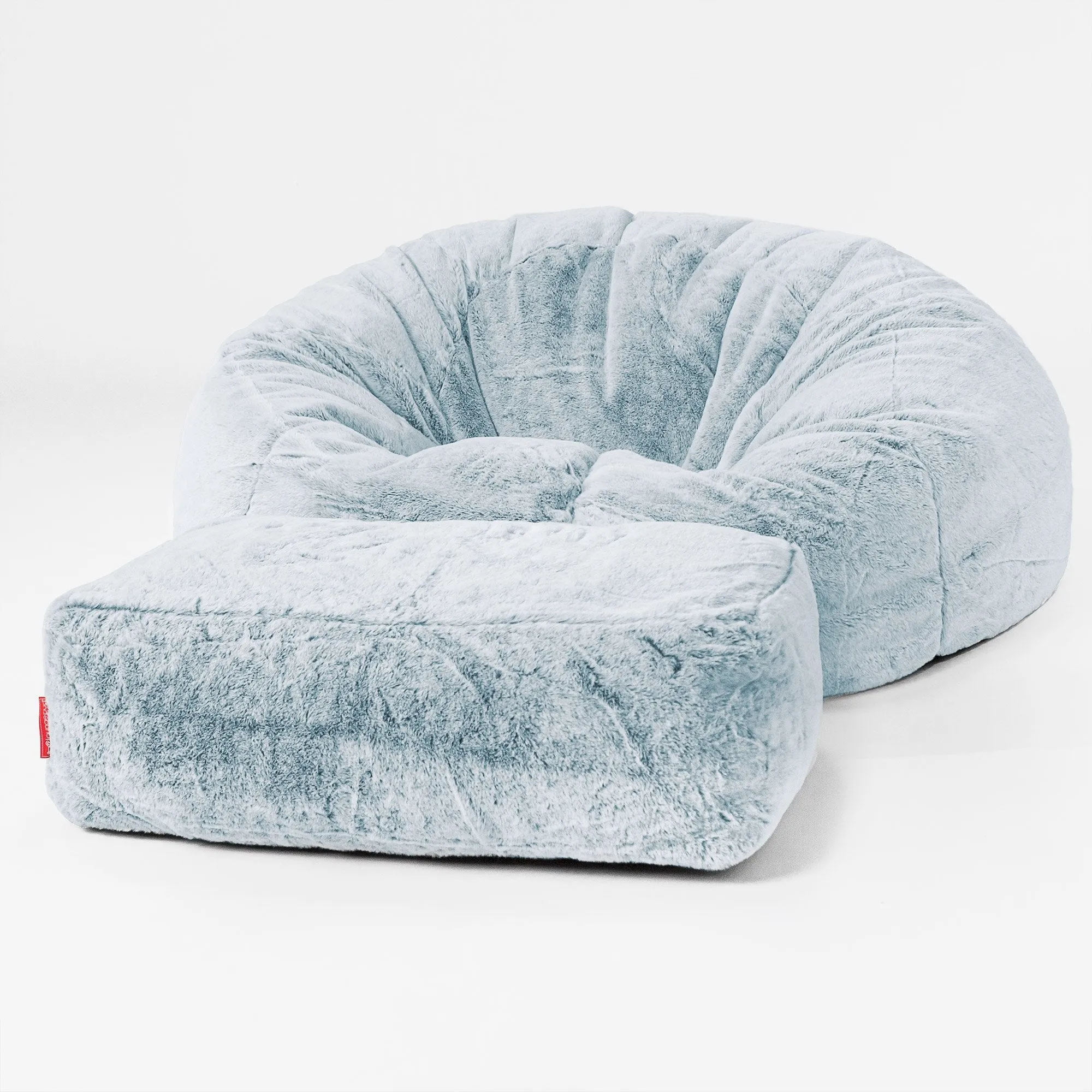 Classic Sofa Bean Bag - Fluffy Faux Fur Rabbit Dusty Blue