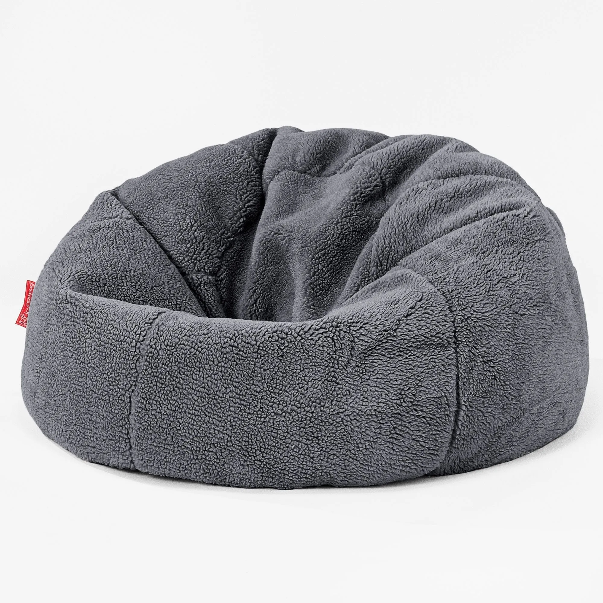 CloudSac Kids Memory Foam Giant Children's Bean Bag 2-12 yr - Teddy Faux Fur Dark Grey